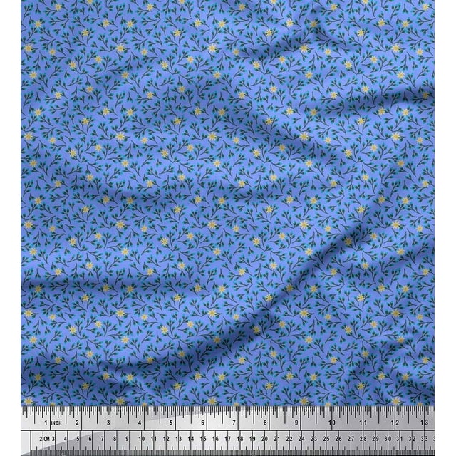 Soimoi Cotton Duck Fabric Flower Artistic Print Sewing Fabric Yard 42 Inch Wide