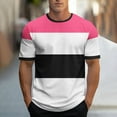 thumbnail image 2 of ZCFZJW Mens Fashion T-Shirts Casual Striped Color Block Printed Summer Short Sleeve Basic Crewneck Workout Tees Shirt Pink XXXL, 2 of 5