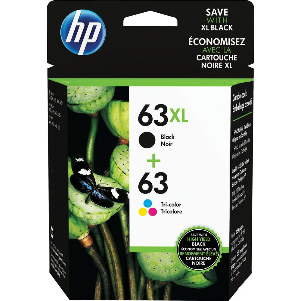 HP 63XL Black HighYield & 63 TriColor Ink Cartridges 2Pack (L0R48AN