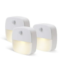LED Motion Sensor Night Light, [3 Pack] Stick-On Night Light by Battery Powered, Stair Sensor Lights Indoors, Auto/ON/Off Light for Toilet, Hallway, Closet, Kitchen, Children's Room, Warm White light