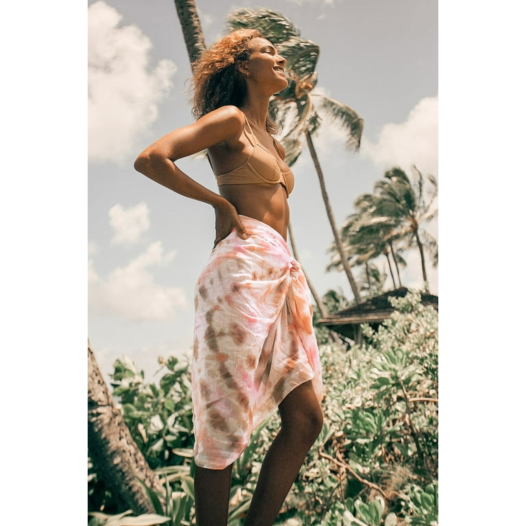 ONTNO Women's Swimming Costume Cover-Up Beach Holiday Shawl Hawaiian Bikini  Chiffon Print Beach Dress 