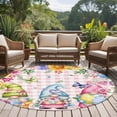 thumbnail image 5 of Easter Eggs Round Area Rugs Collection 5', Spring Floral Gnomes Plants Butterflies Pink Plaid Non Slip Indoor Circular Throw Runner Rug Floor Mat Carpet for Living Room Dining Table Bedroom Nursery, 5 of 9