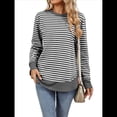 thumbnail image 3 of Sudadera de Mujer de Larga con Cuello Redondo y Rayas para Otoño. Gris XL, 3 of 9