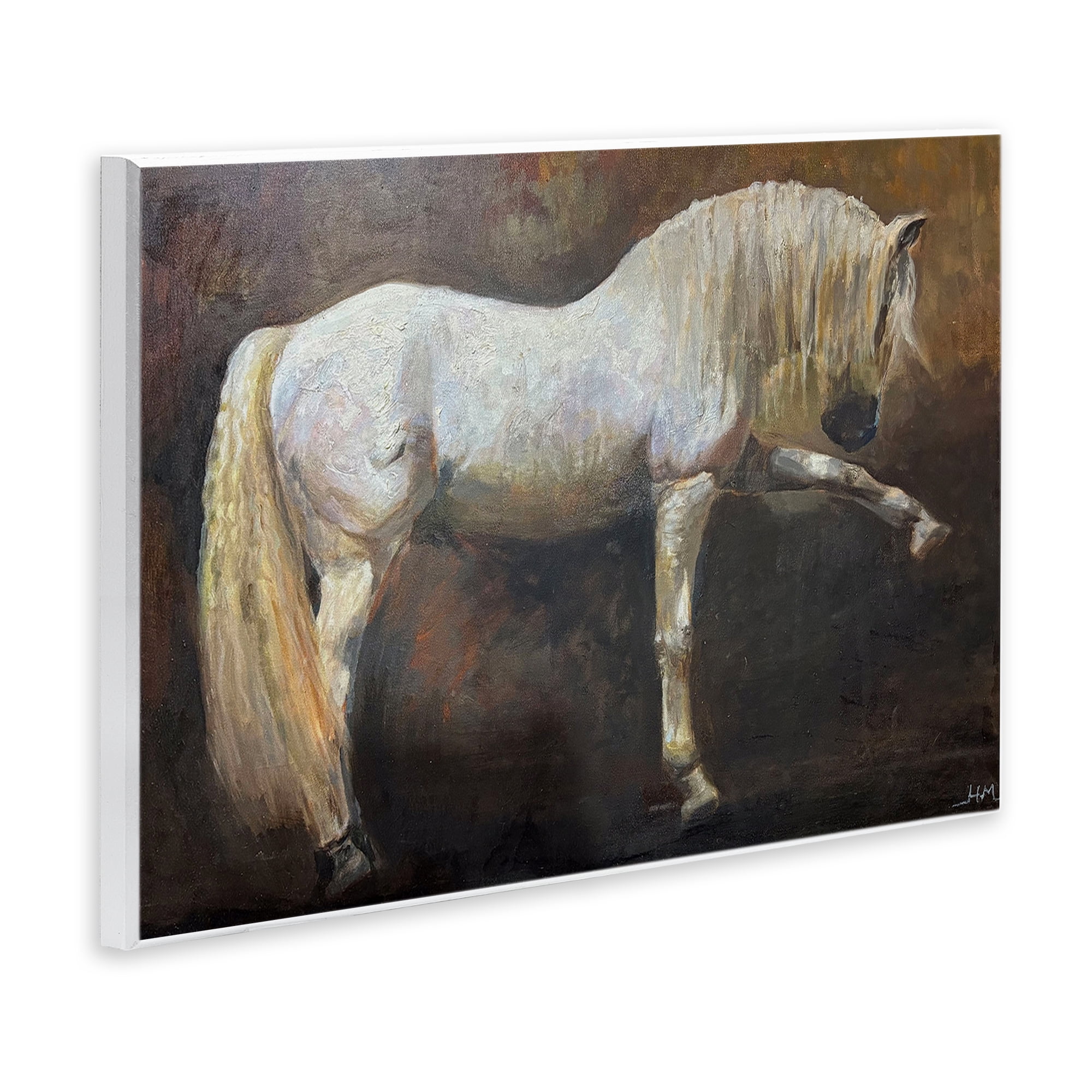 Stupell Industries Elegant White Stallion in Motion Wall Plaque Art, design by Hilary McCarthy
