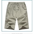 thumbnail image 2 of Men's Cargo Shorts Elastic Waist Drawstring Cotton Bermuda Outdoor Multi-Pocket Hiking Shorts Travel Fishing Camping, 2 of 6