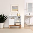 thumbnail image 6 of Primary Living Space Cabinets Colorblocking Storage Cabinet with Solid Wood Base & feet, Floor Cabinet for Bedroom Living Room Nursery Home Office Reception Entrance, Bookcases for , Bathroom, 6 of 7