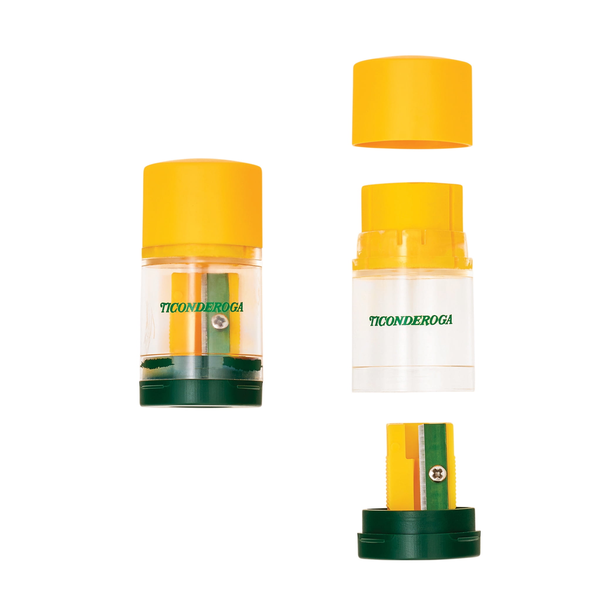 Ticonderoga DUO Sharpener/Eraser, Green and Yellow, Pack of 12