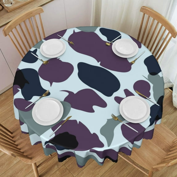 ZNDUO Blue Camouflage Pattern Round Tablecloth, Anti-fouling and Anti-wrinkle Washable Polyester Table Cloth, 60 inch