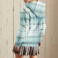 thumbnail image 4 of Womens Plaid Jackets Hooded Full Zip Drawstring Outwear Casual Loose Thermal Fall Winter Cardigan With Pockets (L, Green-A), 4 of 6