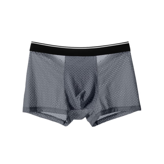 Ropa interior de seda de hielo para hombre, bóxer de malla completa, talla grande, ropa interior para hombre, pantalones bóxer de cintura media con entrepierna de algodón, pantalones Ice Sense