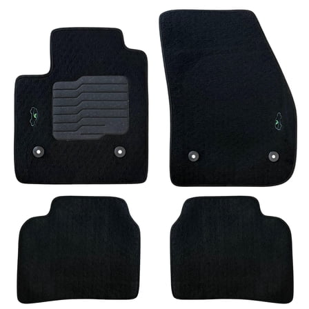 Carpet Floor Mats for 2018 to 2025 Cadillac XT4 with Non Slip Driver Heel Pad and Safety Locks, front and Rear, Black