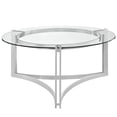 thumbnail image 3 of Modern Contemporary Living Room Stainless Steel Glass Coffee Table Silver, 3 of 4