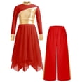 thumbnail image 2 of renvena Girls Praise Dance Dress Long Sleeve Prayer Robe Worship Liturgical with Palazzo Pants Outfit Red 6, 2 of 7