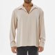 thumbnail image 1 of Blusa y camisa de manga larga con cuello vuelto para hombre, informal, de color liso, semiabierta, de poliéster, 1 of 7