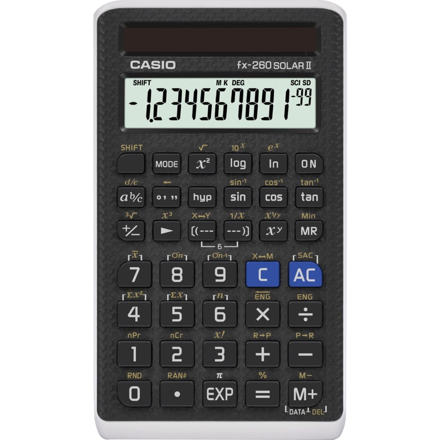 gammelklog Gå vandreture Surrey Casio FX 260 SOLAR II Scientific Calculator - 144 Functions - Easy-to-read  Display - 10 Digits - Solar Powered - 5" x 0.6" x 2.9" - Black - 1 Each -  Walmart.com
