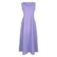 thumbnail image 3 of Julycc Plus Size Womens Cotton Linen Sundress Sleeveless Pockets Kaftan Long Dress, 3 of 4