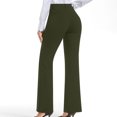 thumbnail image 4 of RYRJJ Womens Stretch Dress Pants Casual Slacks Pants with Pockets Flared Straight Leg Bootcut Trousers for Office Work Business(z1-Army Green,XL), 4 of 8