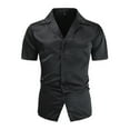 thumbnail image 3 of Iugvhana Men's Trendy Disco Shirt Outfit Button Down Shirts for Men Short Sleeve Turn Down Collar Shiny Shirt Party Top Black M, 3 of 8