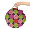 thumbnail image 2 of Rose Round Floor Cushion with Handle, Romantic Theme Flower Petals Bouquets Lovers Valentine's Days Blossoms, Pillow for Living Room & Dorms, 18" Round, Lime Green and Multicolor, by Ambesonne, 2 of 4
