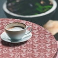 thumbnail image 3 of Ambesonne Floral Fitted Round Tablecloth, Oriental Damask Pinky Grunge, 40"- 44" Diameter, Pale Ruby Ruby, 3 of 5