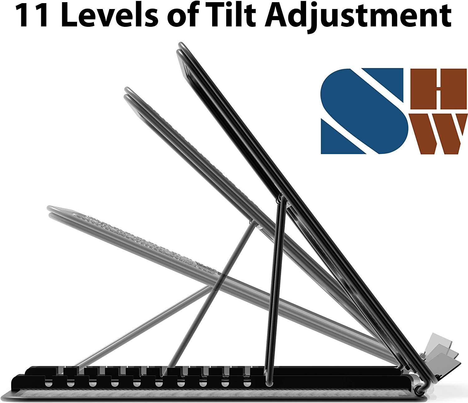 Mesh Laptop Stand with 11-Levels Adjustable Ventilated Computer Holder, Black