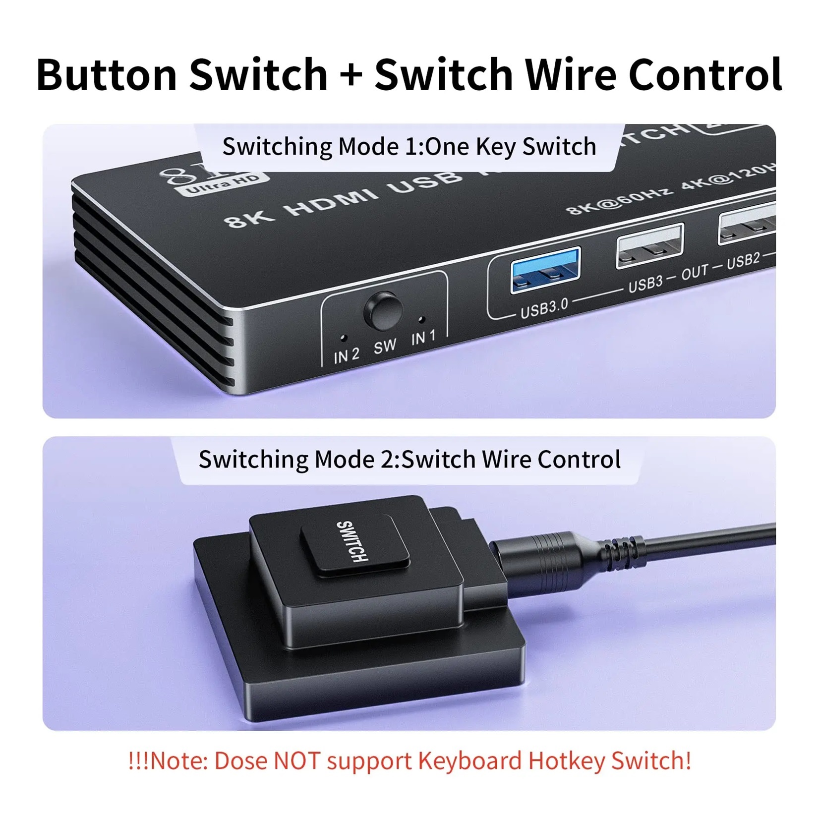 4K KVM Switch 4 In 1 Out, 2.1 KVM Switch 8K 60Hz For 2 Computers Share 1 Monitor For Series X S PS5/4 Pro