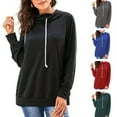 thumbnail image 4 of Hanerdun Women Drawstring Hoodie Female Long Sleeve Pullover Tops Red L, 4 of 4