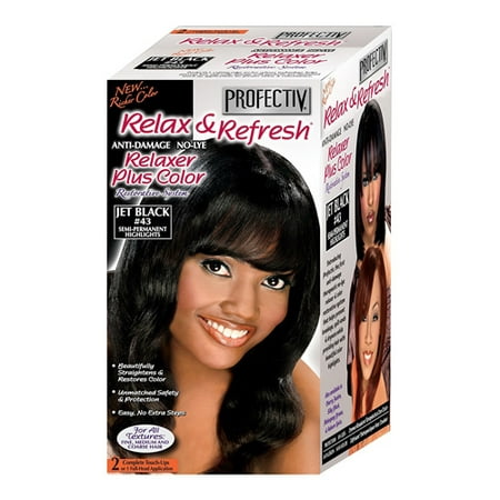 Profectiv Relax And Refresh Relaxer Plus Hair Color, 43 Jet Black, 1 (Best Hair Color For Relaxed Hair)