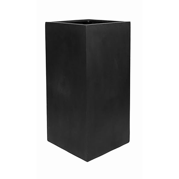 Pottery Pots Elegant Black Tall Planter - Square Flower Pot 24" H x 12" L X 12" W Indoor Outdoor