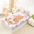 thumbnail image 4 of Erosebridal Cute Capybara Unicorn Twin Sheet Sets,Pink Bowknot Kawaii Floral Bedding For Girls Kids 3-Piece, 4 of 6