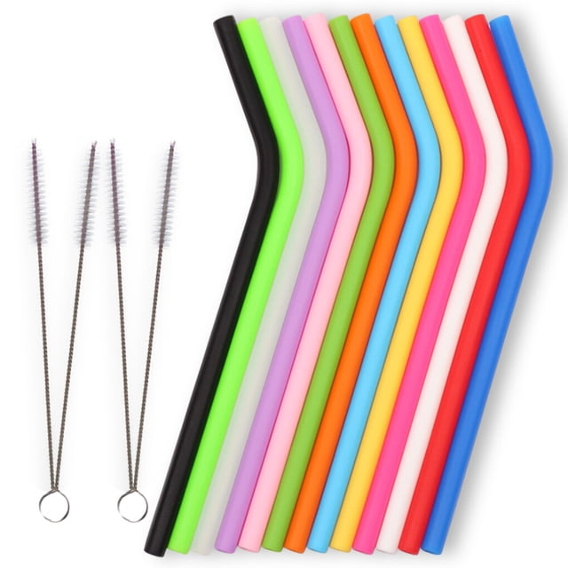 Monstrate Pajitas reutilizables de silicona, batido de viaje para beber, pajita flexible, suministros lavables, color al azar, 6 piezas, 2 cepillos Type7 NO7 Monstrate HA011566-02