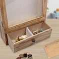 thumbnail image 5 of 3.2" Deep Shadow Box Display Case with Real Glass and Drawer, Rustic Wood Memory Box for Pictures, Flowers, Memorial, Medals, Wedding Bouquet for Wall or Tabletop, Brown, 5 of 6
