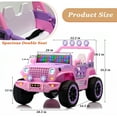thumbnail image 3 of 24V Ride on Car Toy, 4WD Motors Electric Cars, 2-seater Electric Car with Remote Control, Colorful LED Lights, Adjustable Speed, USB port, MP3, Suitable for teens,Pink, 3 of 9