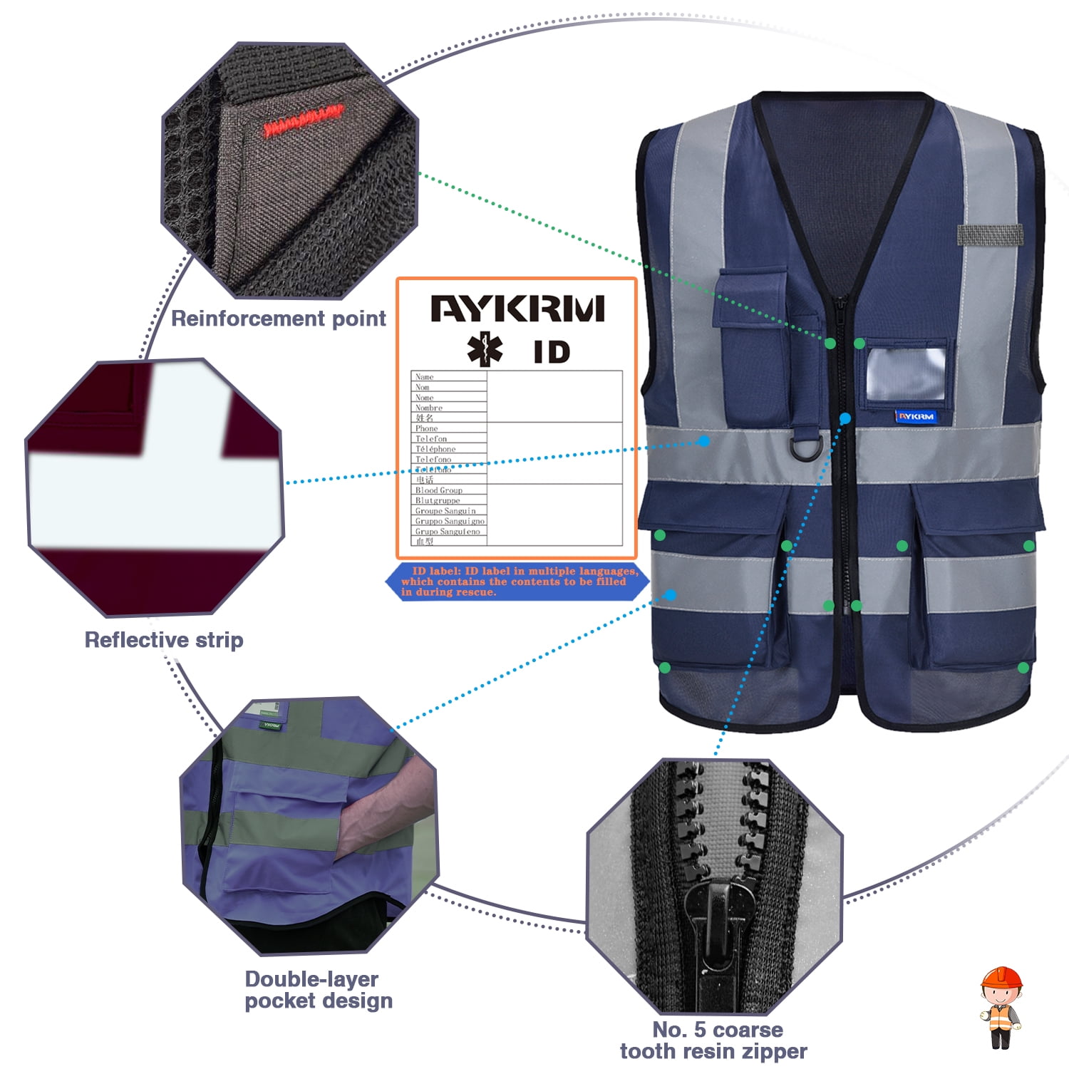 21 colour High visibility viz vest hi vis viz reflective safety vests for men