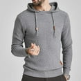 thumbnail image 5 of Lilgiuy Men Hooded Sweatshirt Long Sleeve Solid Knitted Hoodie Pullover Sweater, 5 of 6