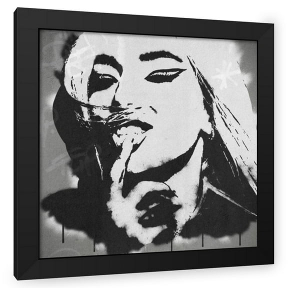 Stephen Chambers 20x20 Black Modern Wood Framed Wall Art Titled - Ava Max Stencil Graffiti