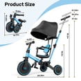 thumbnail image 6 of JoyStone 7 in 1 Folding Toddler Tricycle with Adjustable Canopy, Parental Control Handle, Detachable Backrest and Adjustable Seat and Handle, Push Tricycle Bike for 1-4 Year Old Boys and Girls, Blue, 6 of 13