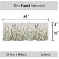 thumbnail image 6 of Sage Green Leaf Wildflower Kitchen Curtains Valances for Windows Spring Summer Leaves Rod Pocket Valance Window Treatments Farmhouse Toppers Curtain 54x18 Inch for Bedroom Bathroom Living Room Decor, 6 of 6