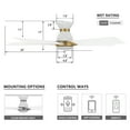 thumbnail image 3 of Smaair 52" 5-Blade 10 Speed Reversible DC Motor Smart Indoor Ceiling Fan with Dim LED Lights and Remote, 3 of 11