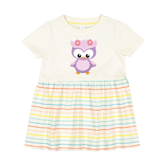 Inktastic Cute Pink and Purple Owl Girls Baby Dress