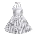 thumbnail image 3 of XQYLOS Robe à Col Halter Filles Années 1950 Rétro à Pois Robe Trapèze Vintage Robe de Soirée avec Nœud Accent Taille Ajustable, 3 of 4