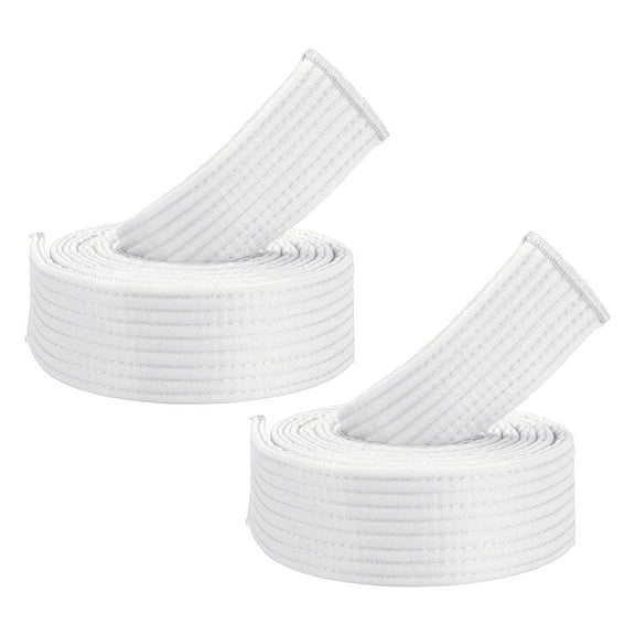 Uxcell 5.3 FT Taekwondo Colored Ranking Belts for Competition Training, White 2 Pack
