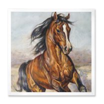 Designart 'Close Up Portrait Of A Horse In The Race' Farmhouse Framed Art Print