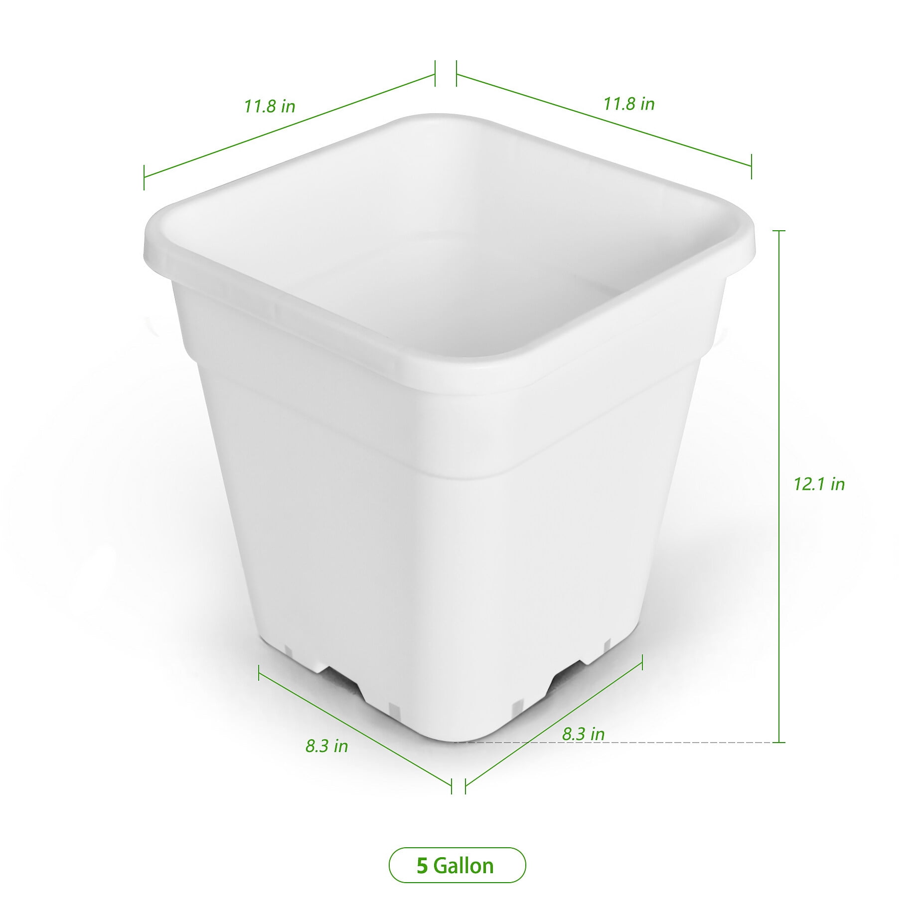 netuera 10-Pack 5 Gallon Square Planter Nursery Pots, Flower Plant Container Injection Molded Plastic Nursery Pots Gardening Pots for Indoor Outdoor Vegetables, Succulents, White
