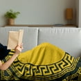 thumbnail image 3 of Greek Key Soft Flannel Fleece Throw Blanket, Sun Inspired Big Circle Antique Fret and Triangular Ornaments, Cozy Plush for Indoor and Outdoor Use, 50" x 70", Charcoal Grey Marigold, by Ambesonne, 3 of 5