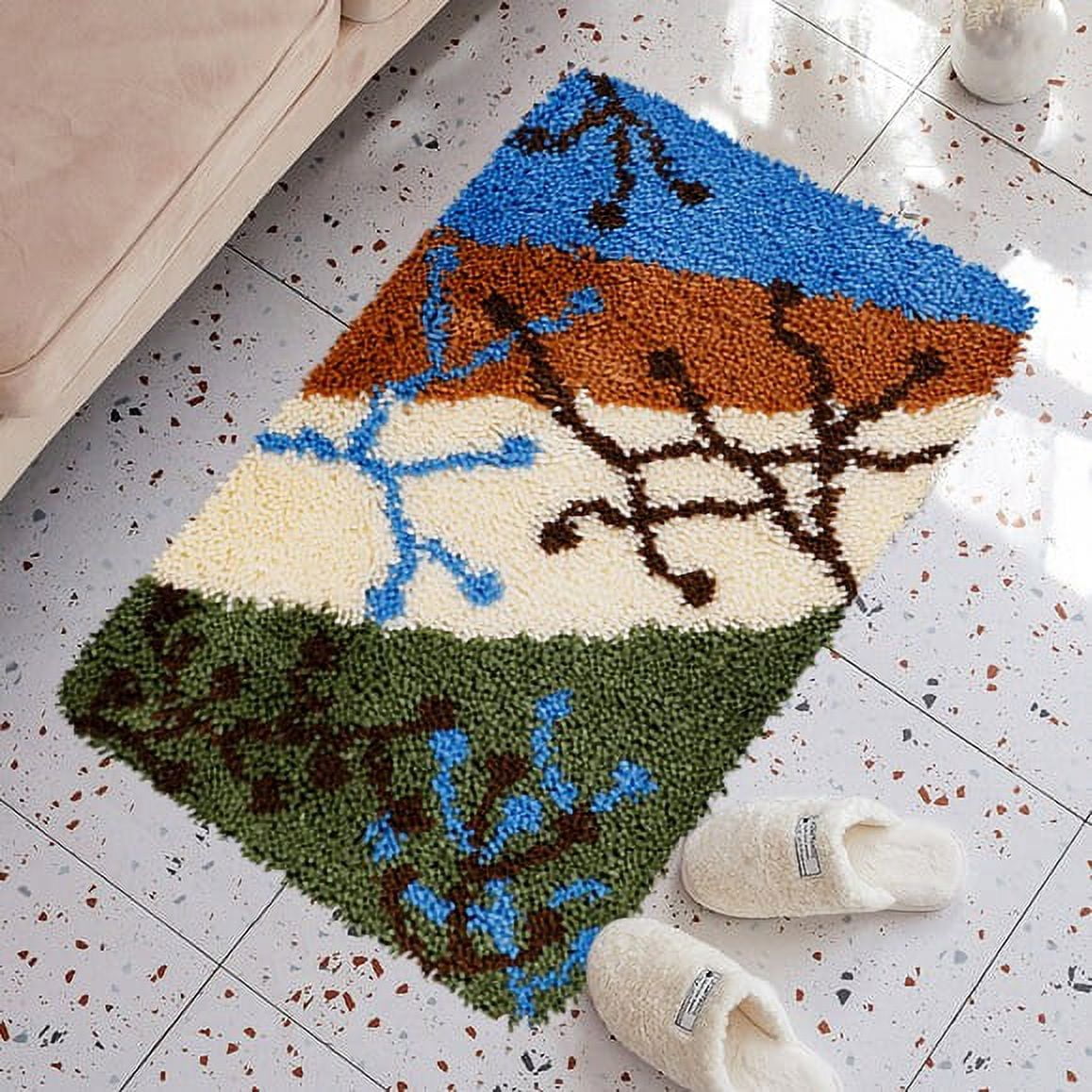 Latch Hook Rug Kits Embroidery DIY Molecular Pattern Crochet Needlework Crafts for Adults and Kids Beginners 20"x 15"