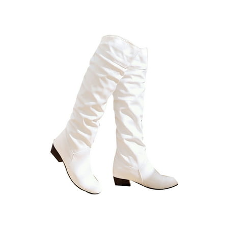 

Harsuny Women s Knee High Pull On Boots Ladies Slouchy Mid Calf Boots White 40