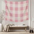 thumbnail image 5 of Pink Farmhouse Tapestry for Bedroom Wall Hanging Tapestry, Buffalo Plaid Check Lattice Geometric Ceiling Backdrop Tapestries Poster Blanket Wall Decor for Teens Room Living Room Dorm 55" x 73", 5 of 8