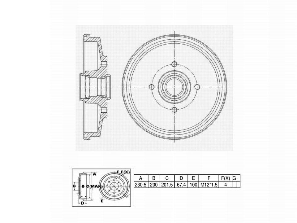 Winstop Brake Drum, Rear WS237778, Kia Rio 2002-2001