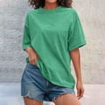 thumbnail image 2 of Delayuji Womens Washed Vintage Oversized T Shirt Casual Baggy Streetwear Tee Workout Short Sleeve Trendy Tops Green Xxl Cotton Short Sleeve Shirts for Women, 2 of 5
